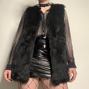 Black Faux Fur Vest